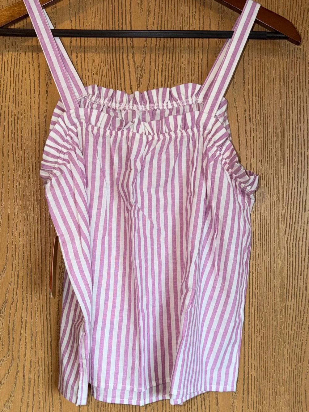 Wonder Nation Girls Lilac White Striped Tank Top XL 14-16 Plus Cotton Linen NWT